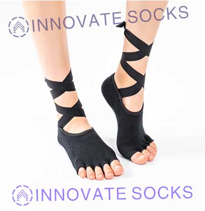 Open Toe Non Slip Pilates Barre Fitness Yoga Socks-2